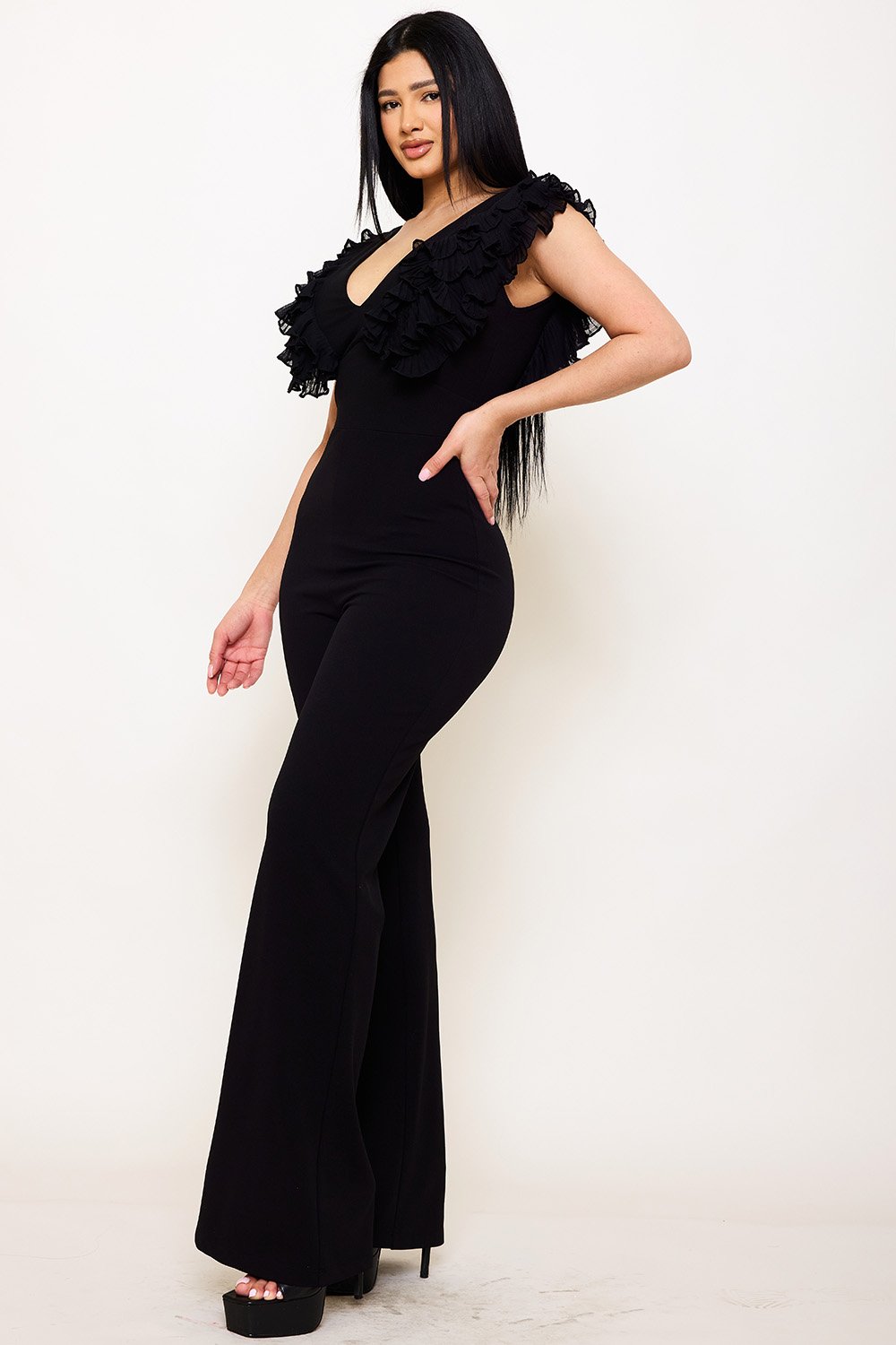 IB2463SP - RUFFLE SLEEVE TECHNO CREPE JUMPSUIT - Image 14