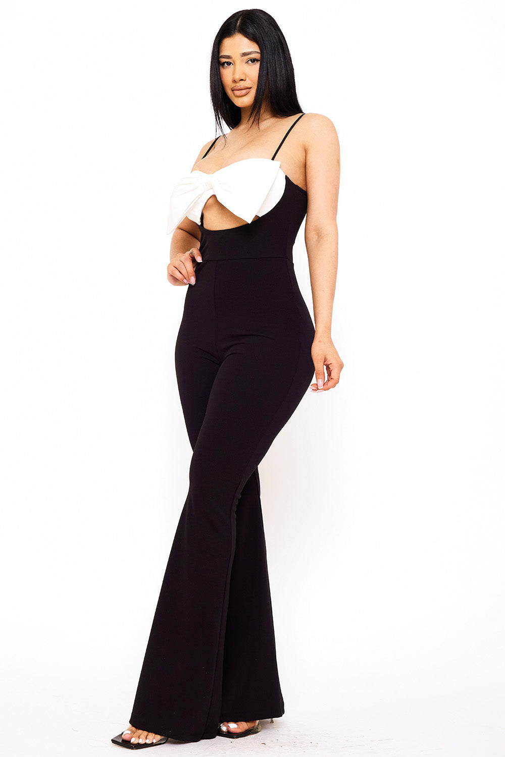 IB2483JP - COLOR CONTRAST BOW BUST FRONT JUMPSUIT - Image 5