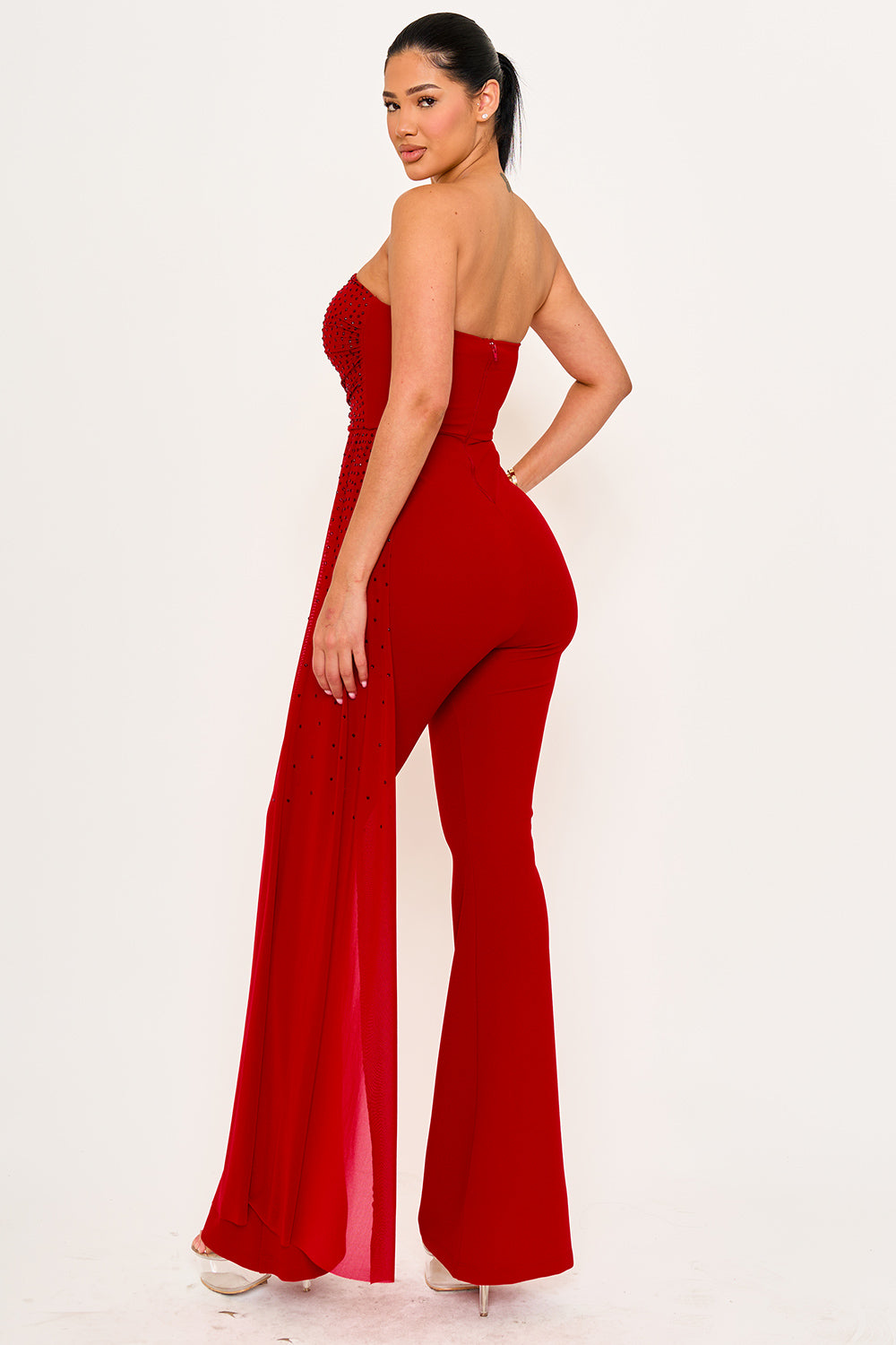 IB2505HP -RHINESTONE ON MESH TUBE TOP JUMPSUIT - Image 5