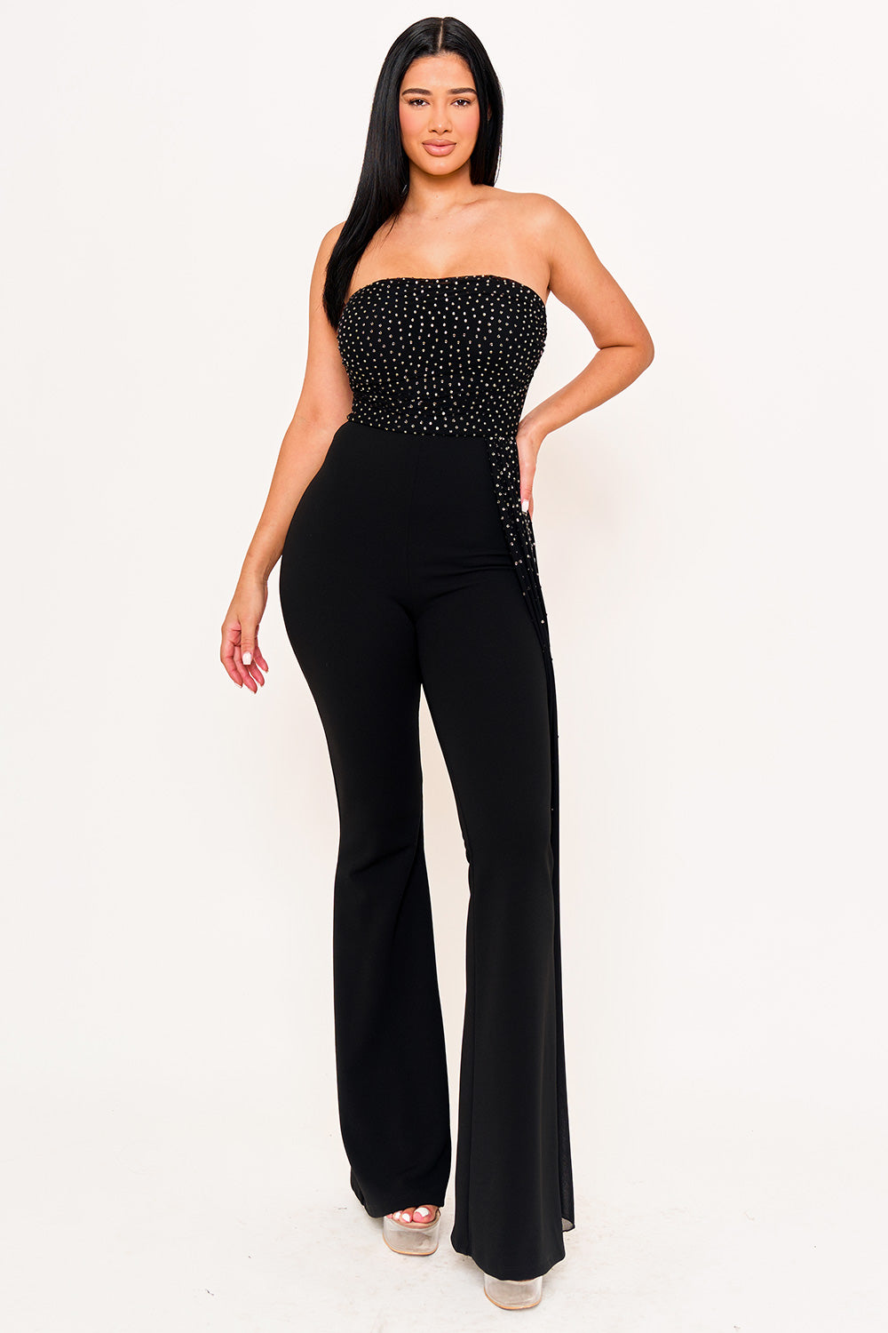 IB2505HP -RHINESTONE ON MESH TUBE TOP JUMPSUIT - Image 10