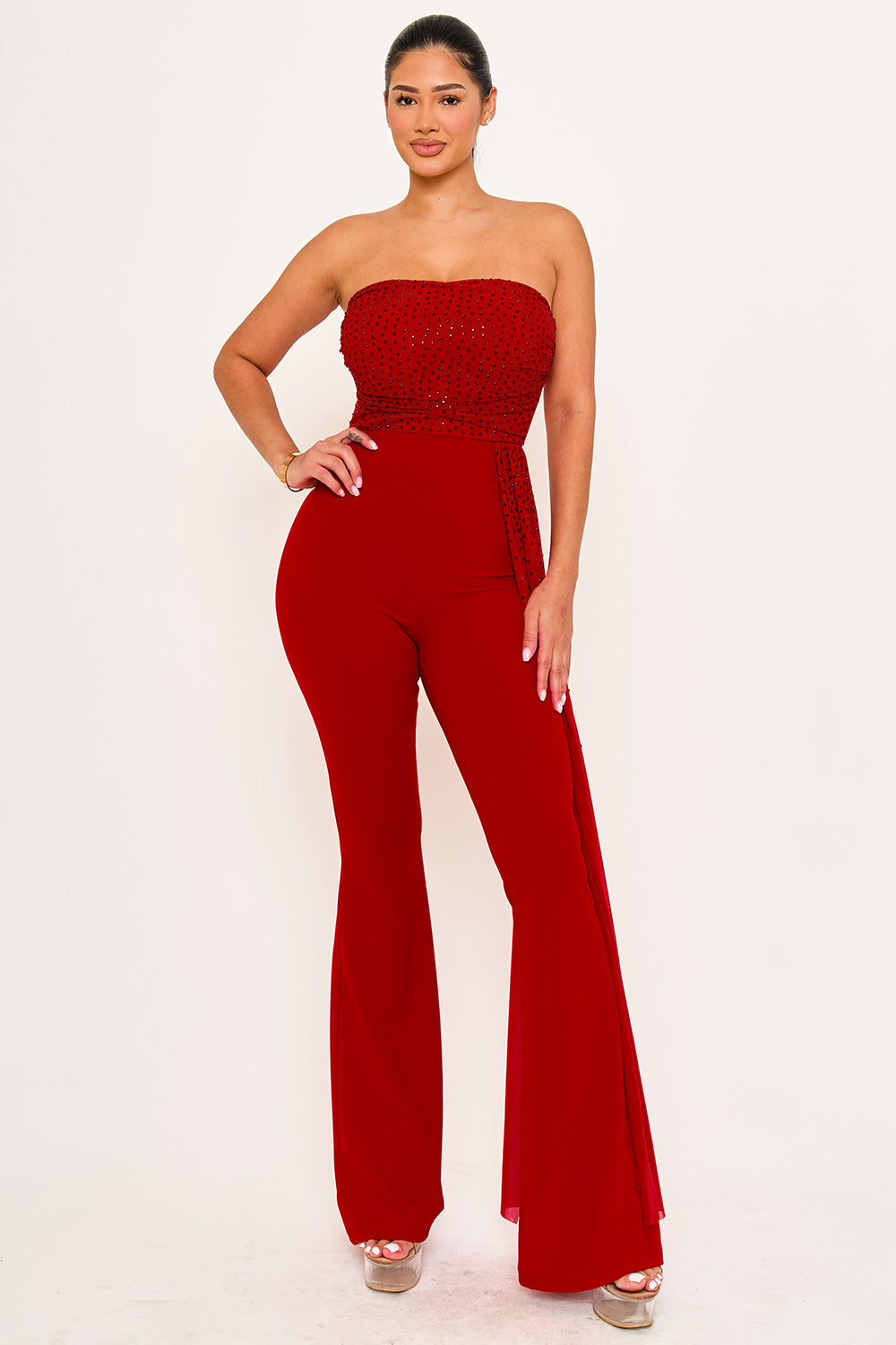 IB2505HP -RHINESTONE ON MESH TUBE TOP JUMPSUIT - Image 6