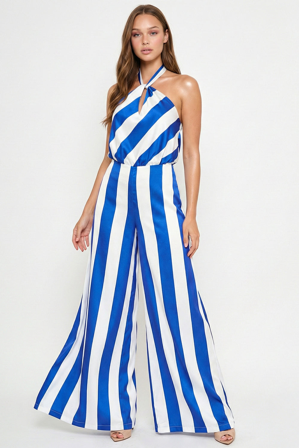 IB2551HP - STRIPE ON SATIN HALTER NECK JUMPSUIT - Image 5