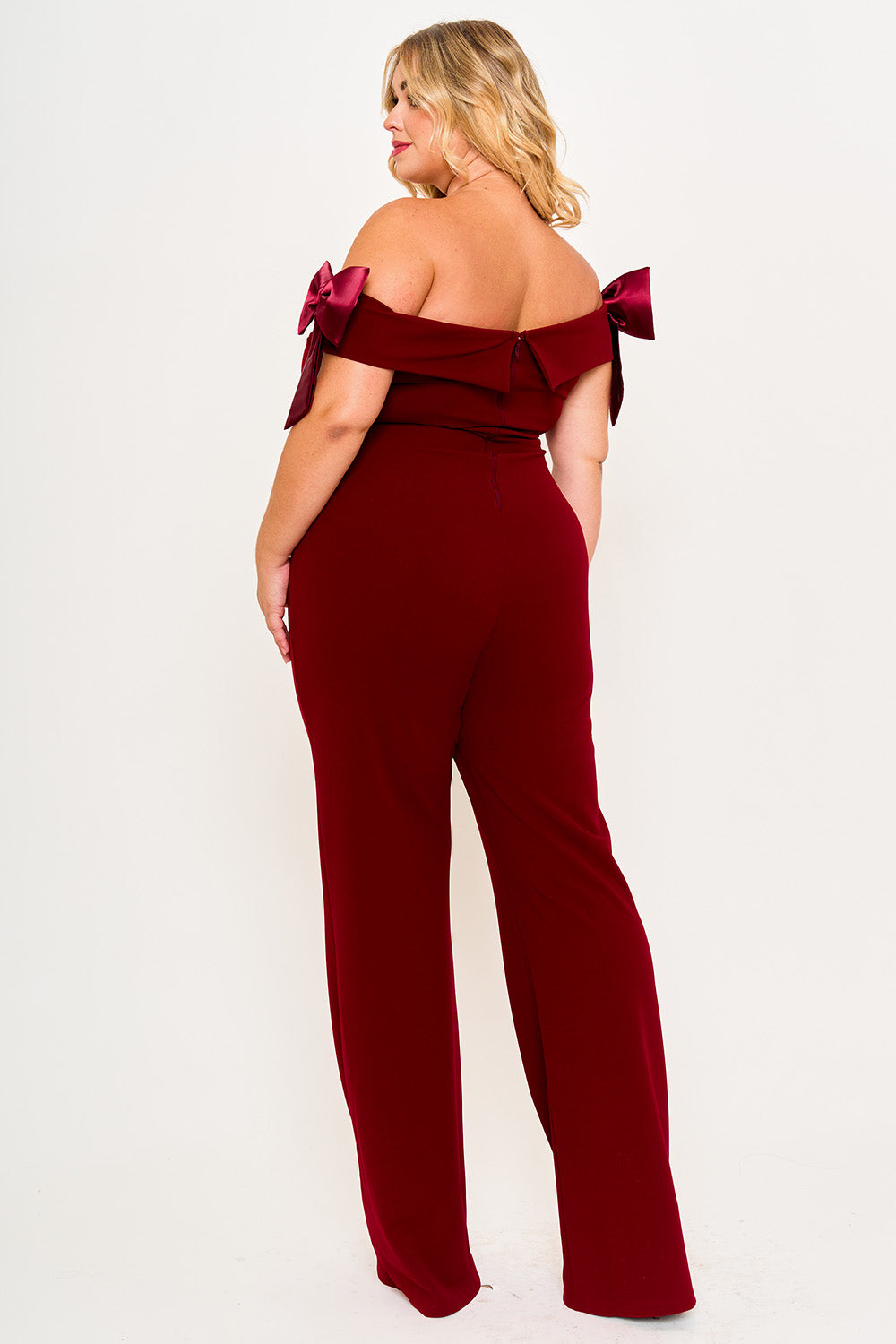 IXB2517JP - FABRIC CONTRAST OFF THE SHOULDER PLUS SIZE JUMPSUIT - Image 2