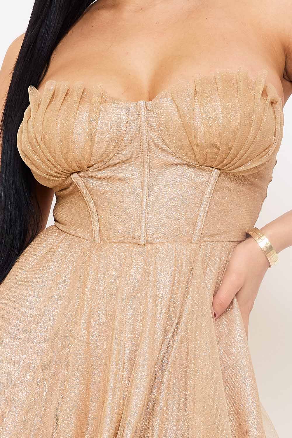 SD1451SP- GLITTER MESH PLEATED MINI DRESS - Image 11