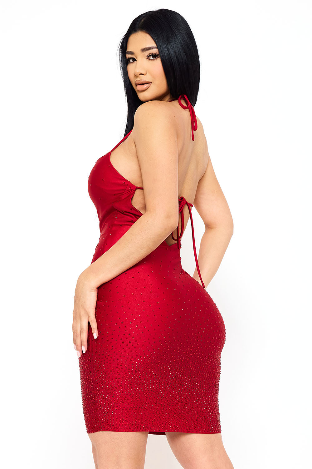 SD1617JP - GRADATION RHINESTONE ON POWER SATIN MINI DRESS - Image 19