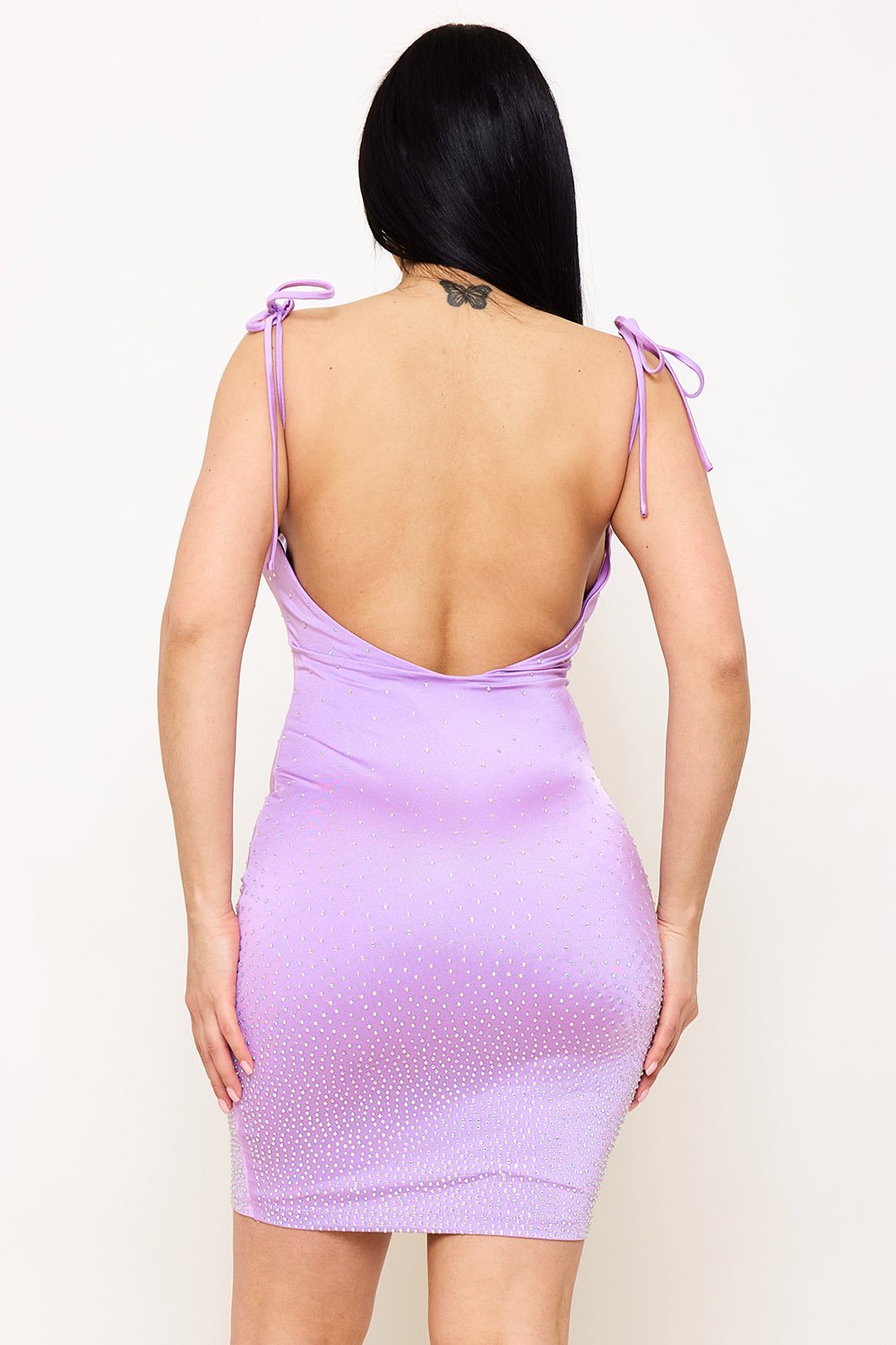 SD1617JP - GRADATION RHINESTONE ON POWER SATIN MINI DRESS - Image 4
