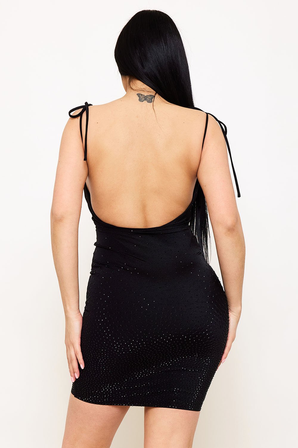 SD1617JP - GRADATION RHINESTONE ON POWER SATIN MINI DRESS - Image 11