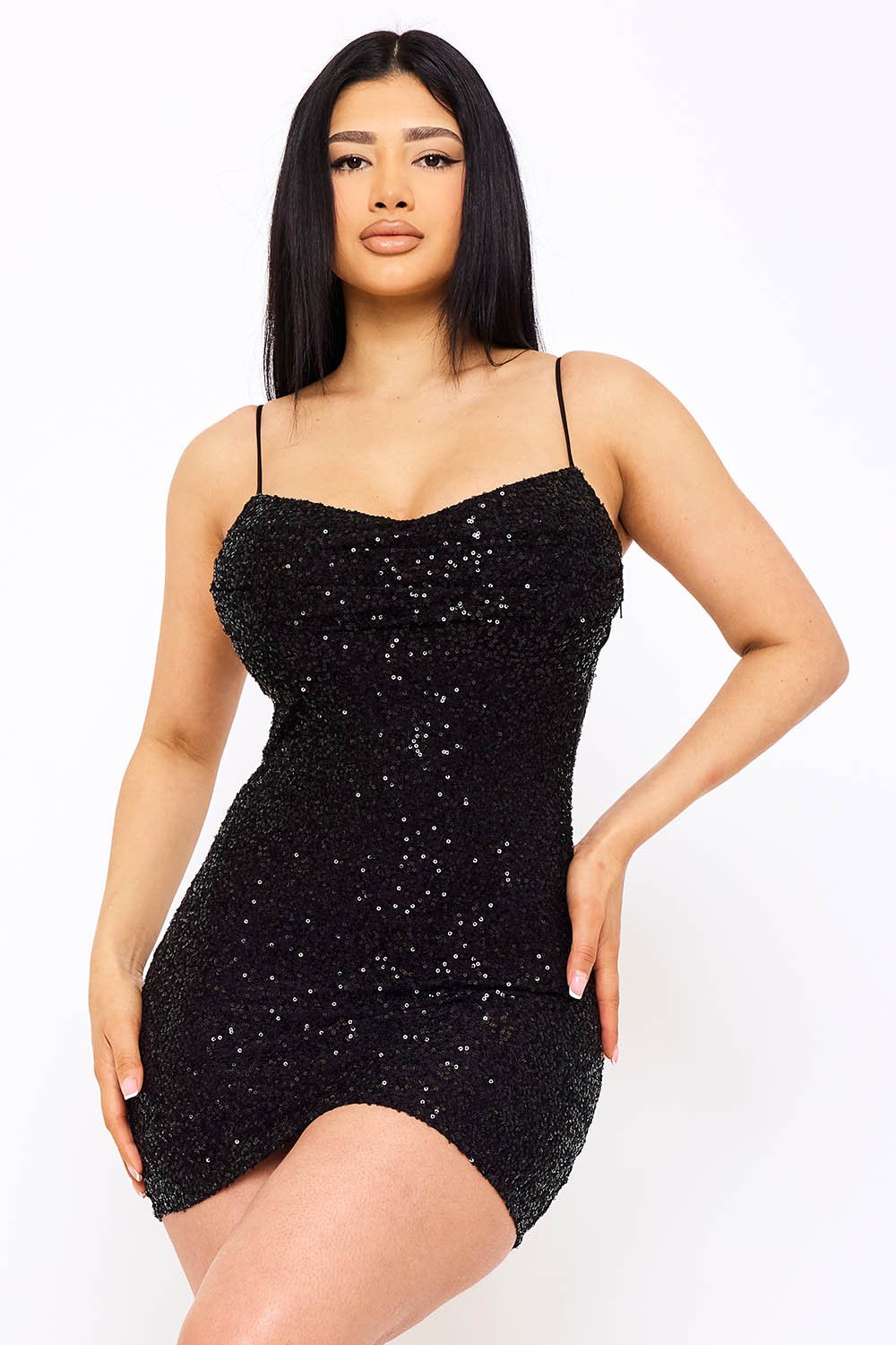 SD1699SP - BUTTERFLY EMBROIDERED LACE BACK SEQUIN MINI DRESS - Image 8