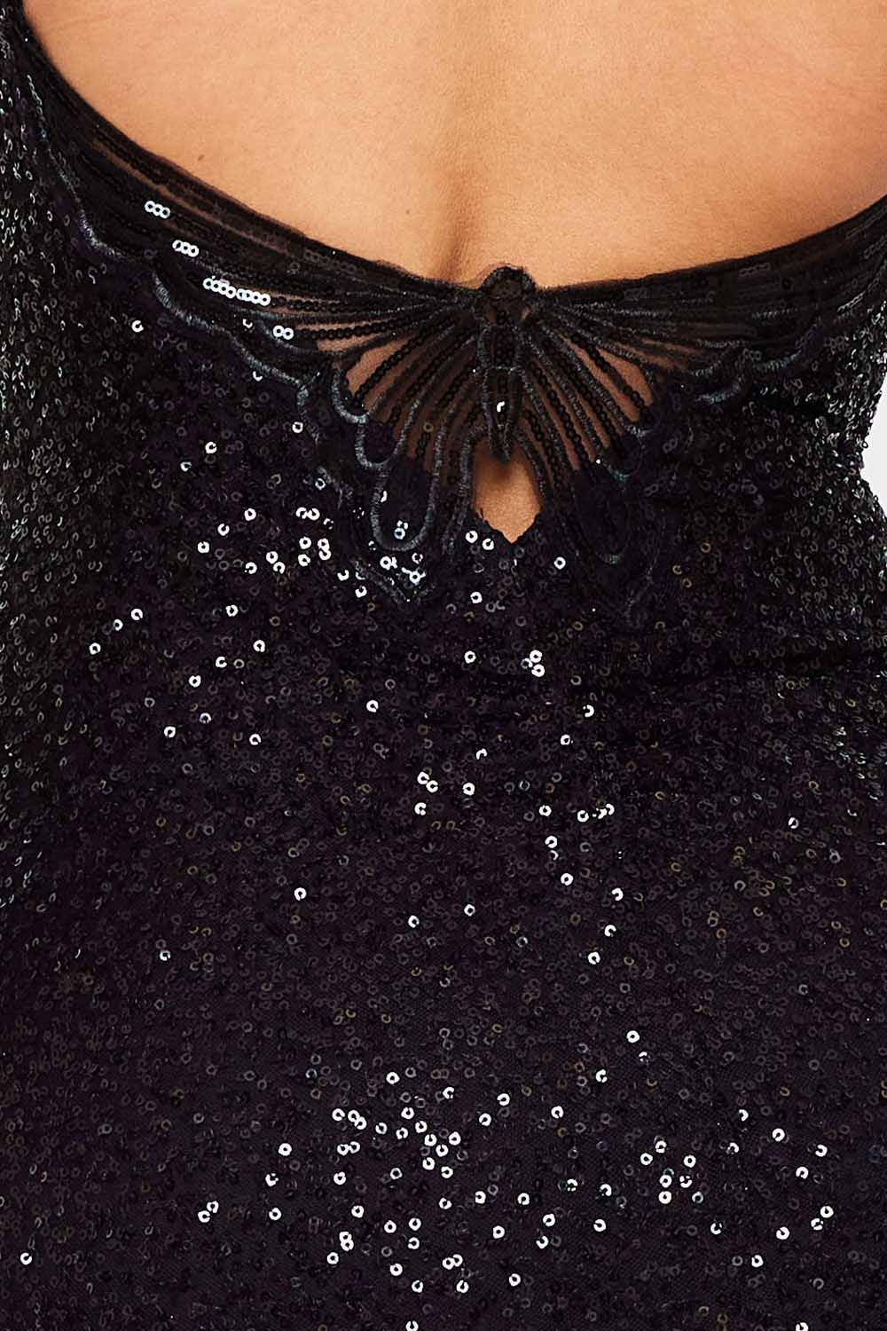 SD1699SP - BUTTERFLY EMBROIDERED LACE BACK SEQUIN MINI DRESS - Image 12