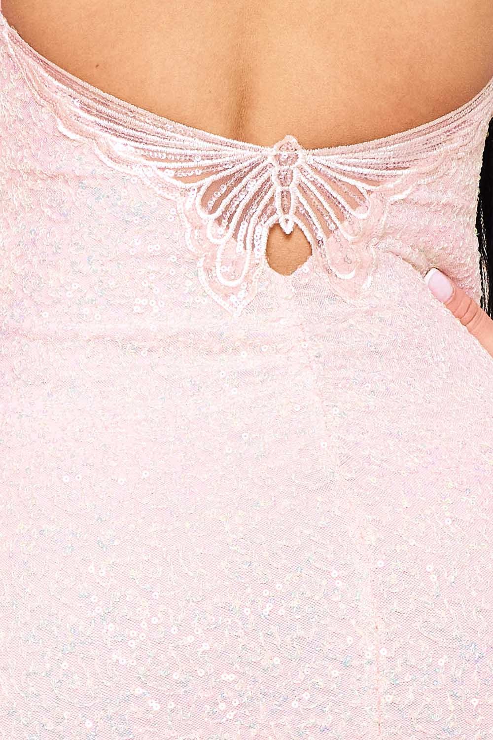SD1699SP - BUTTERFLY EMBROIDERED LACE BACK SEQUIN MINI DRESS - Image 6