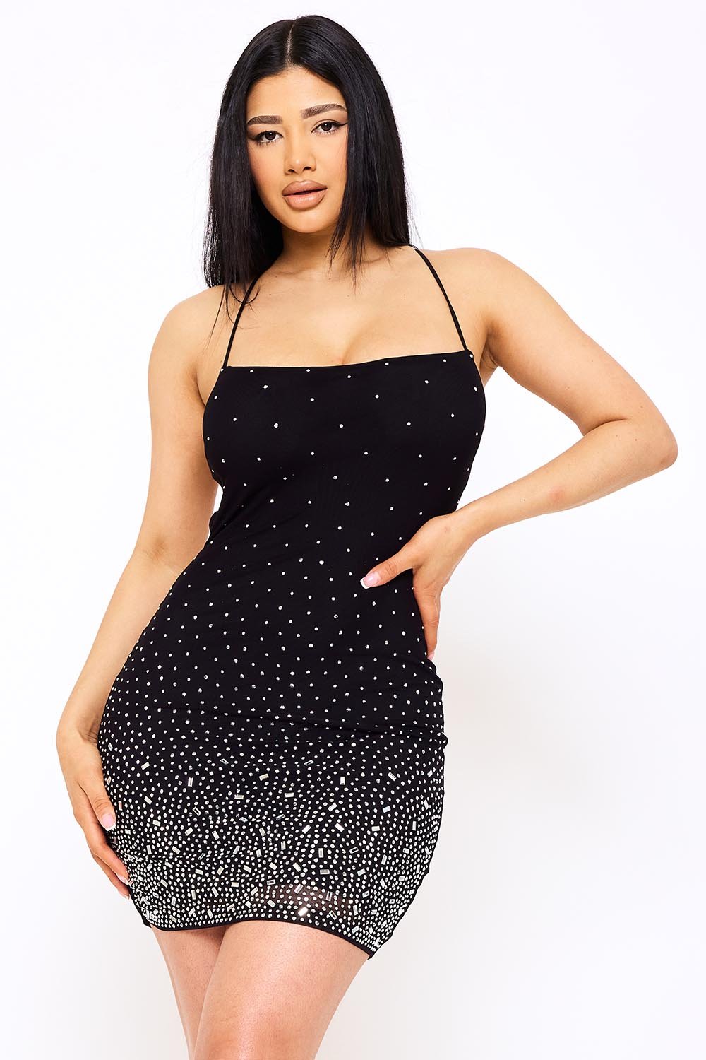 SD1728JP - RADIENT RHINESTONE PATTERN ON POWER MESH MINI DRESS - Image 7