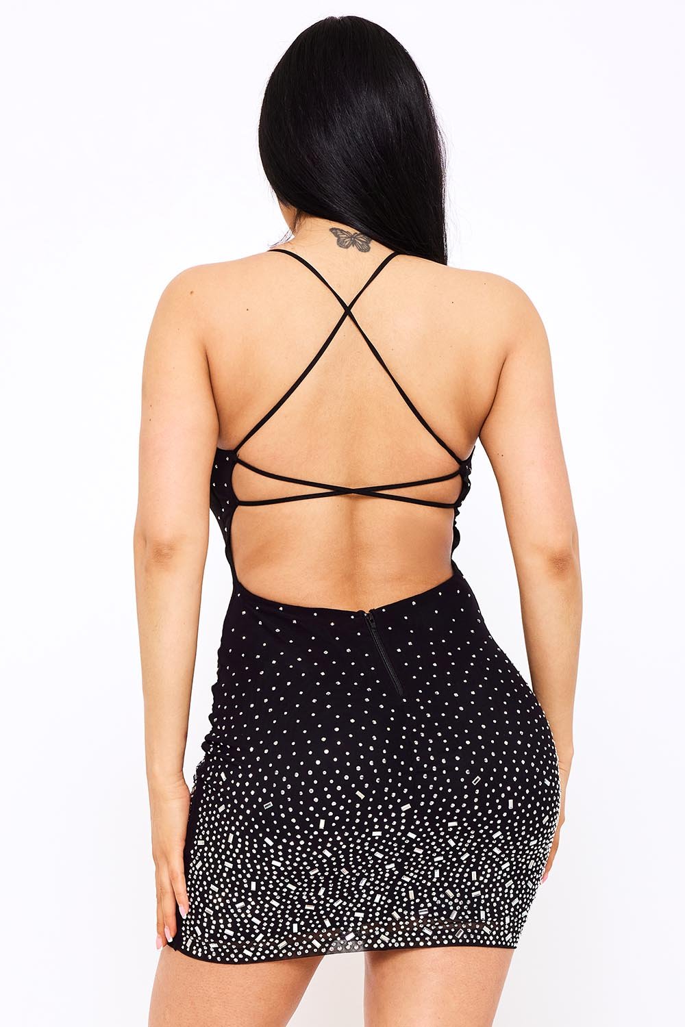 SD1728JP - RADIENT RHINESTONE PATTERN ON POWER MESH MINI DRESS - Image 10