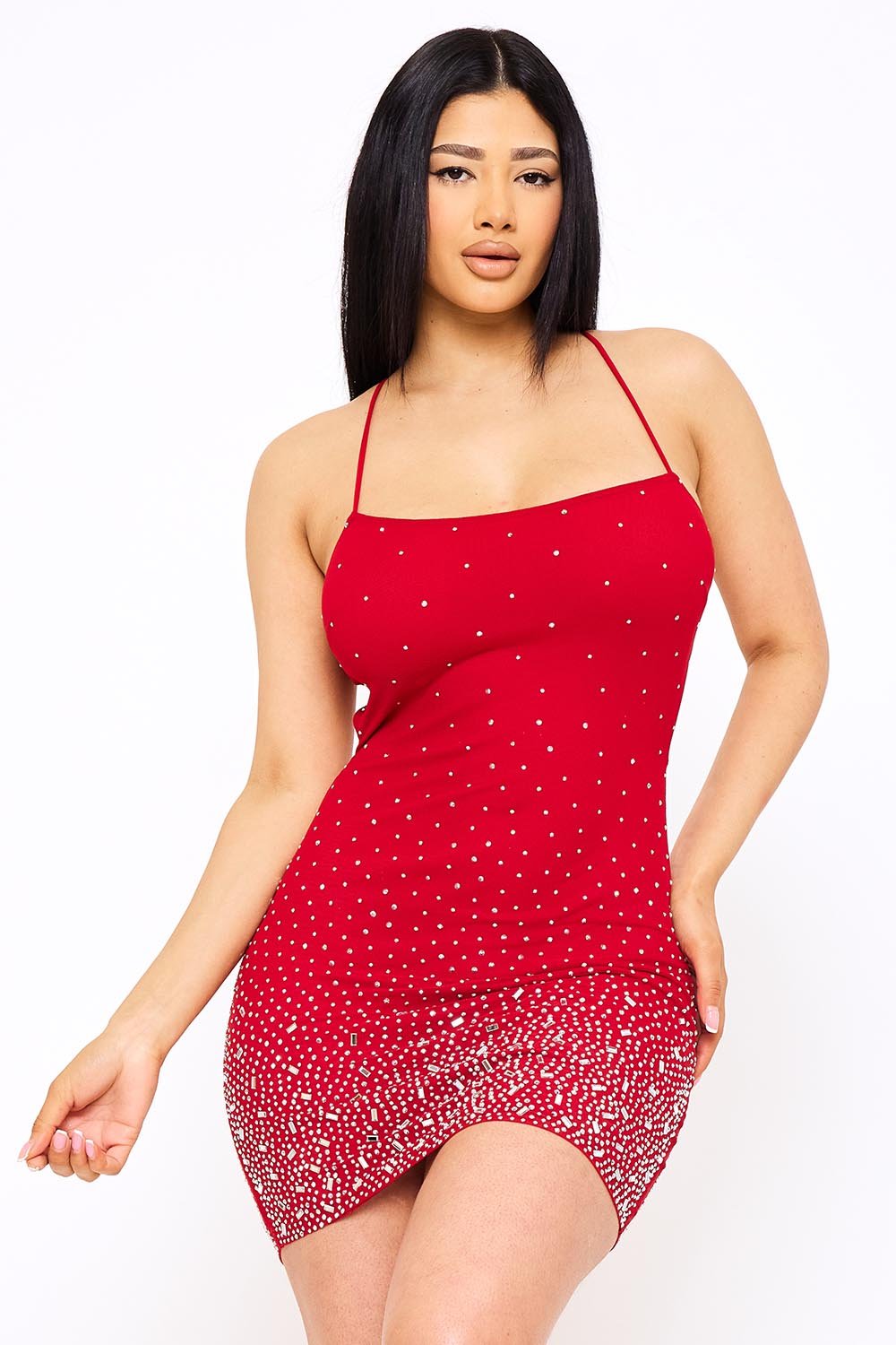 SD1728JP - RADIENT RHINESTONE PATTERN ON POWER MESH MINI DRESS - Image 13