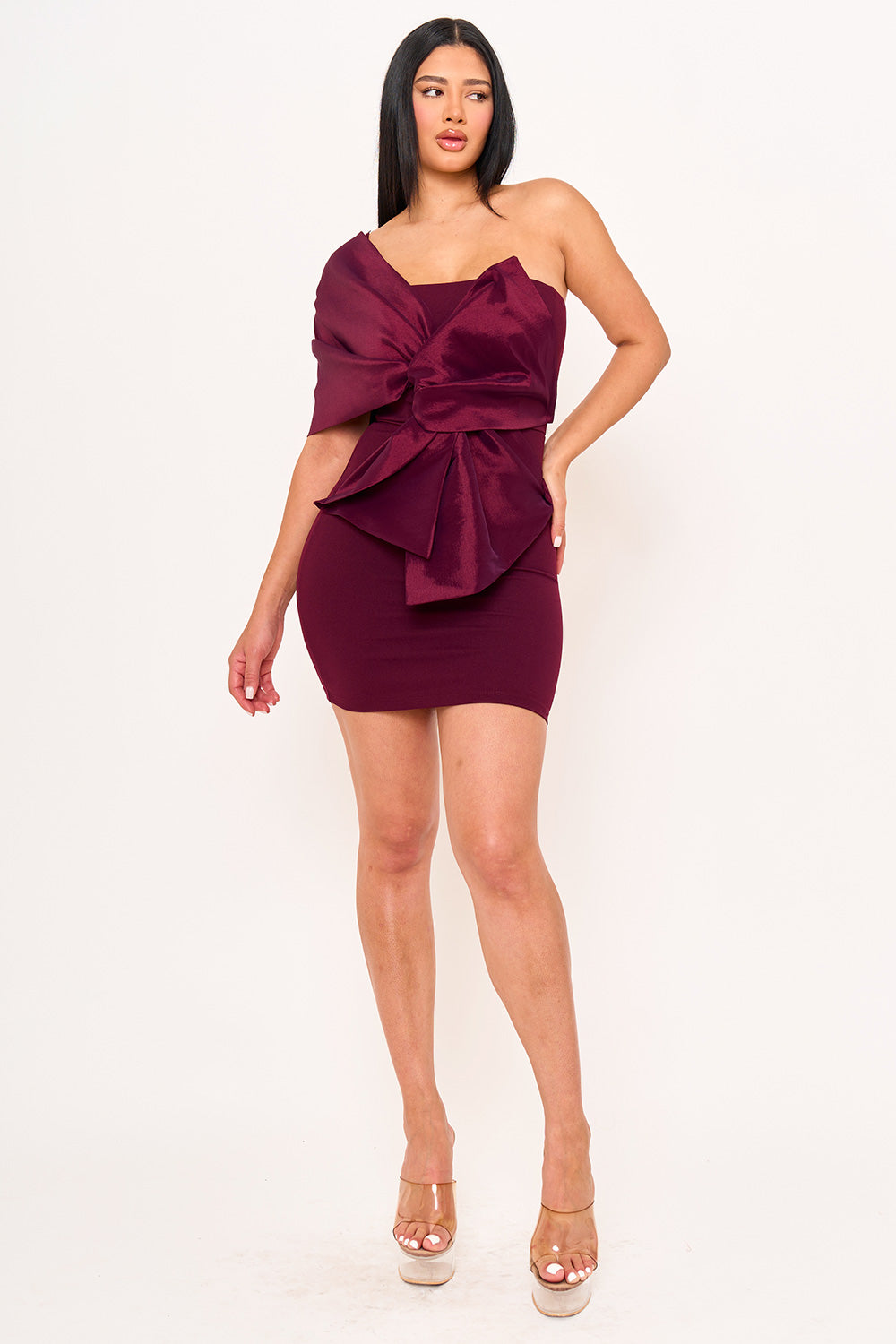 SD1930JP - ONE SHOULDER TWIST TIE DETAIL FRONT MINI DRESS - Image 16