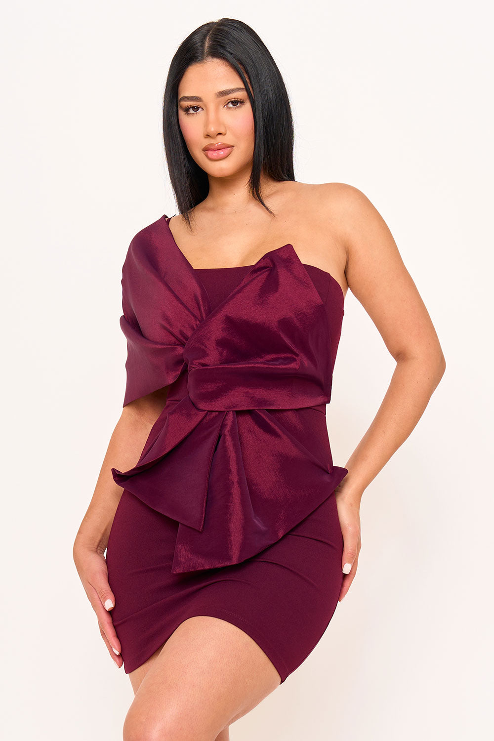 SD1930JP - ONE SHOULDER TWIST TIE DETAIL FRONT MINI DRESS - Image 15