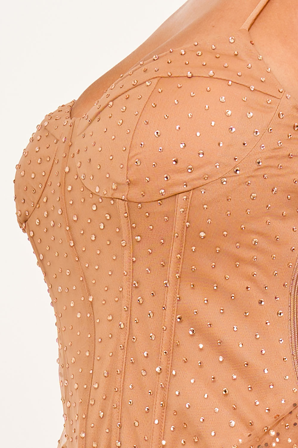 SD1964AP - RHINESTONE ON OVERLAY MESH MINI DRESS - Image 9