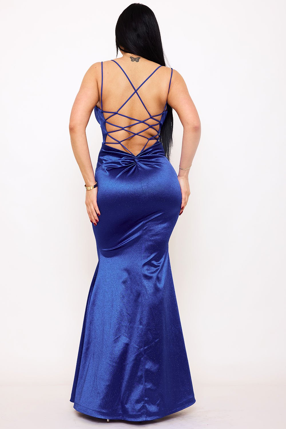 SDM1468JP - GLITTER KNIT SATIN OPEN BACK MAXI DRESS - Image 10