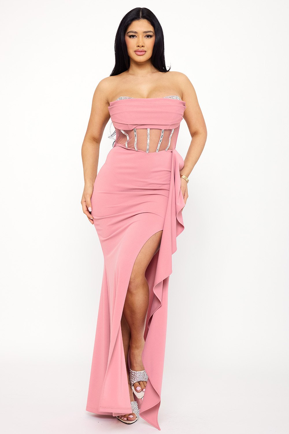 SDM1562JP - RHINESTONE BUST WITH CREZIA MAXI DRESS - Image 2