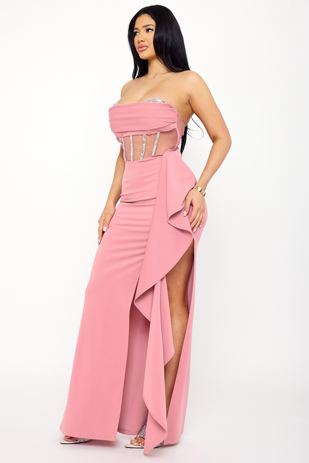 SDM1562JP - RHINESTONE BUST WITH CREZIA MAXI DRESS - Image 6
