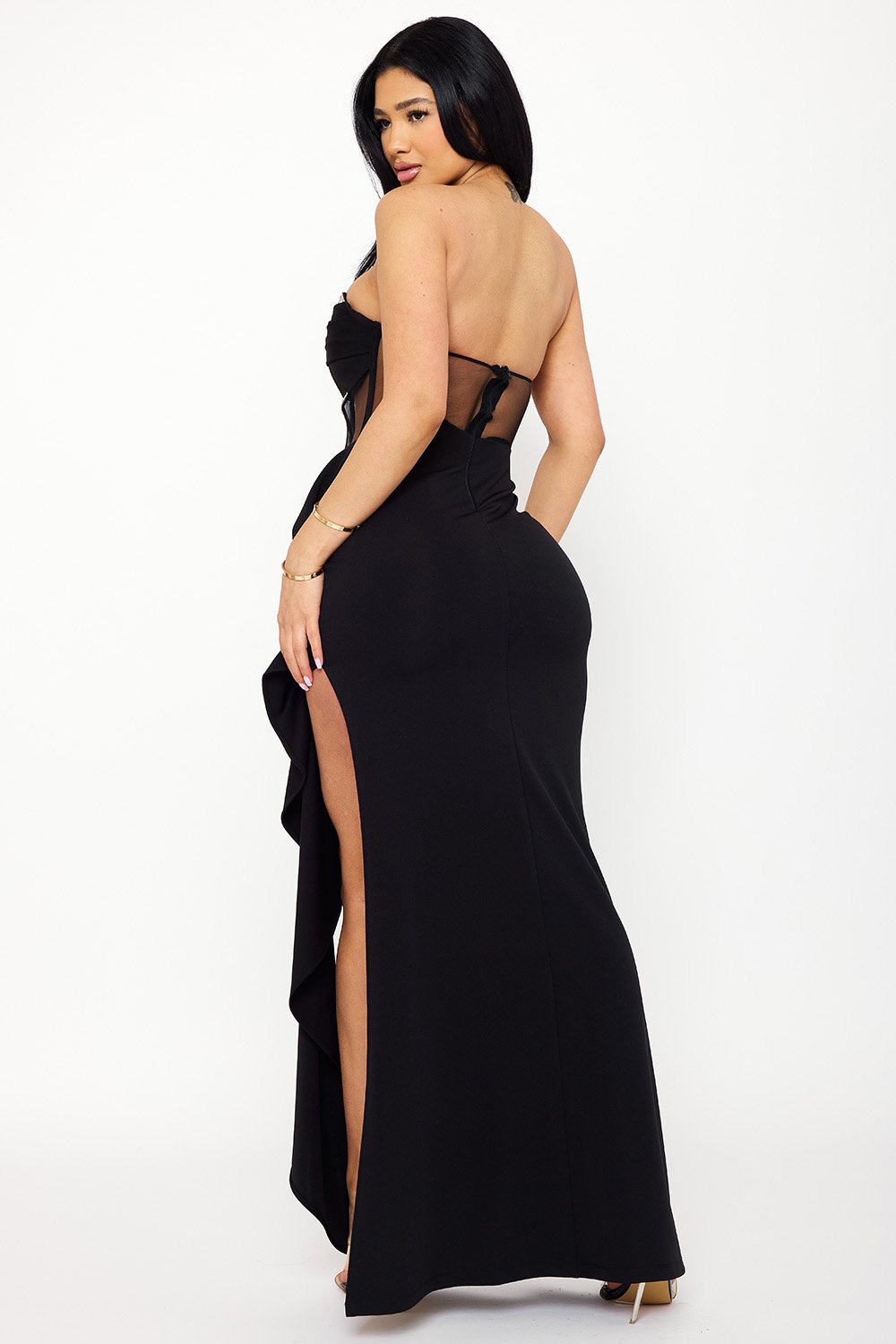 SDM1562JP - RHINESTONE BUST WITH CREZIA MAXI DRESS - Image 4
