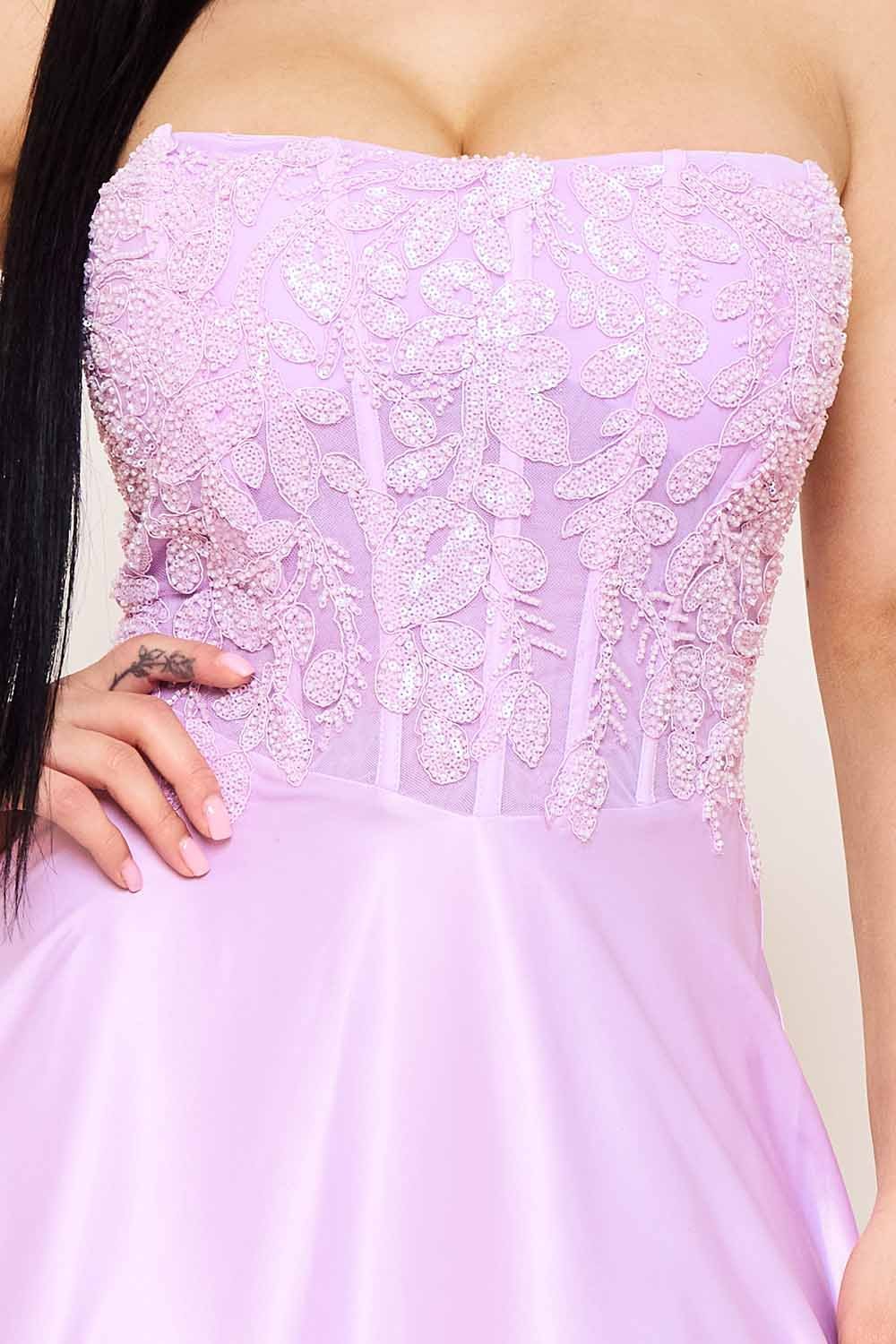 SDM1576JP - LACE AND DULL SATIN PANELED MAXI DRESS - Image 6