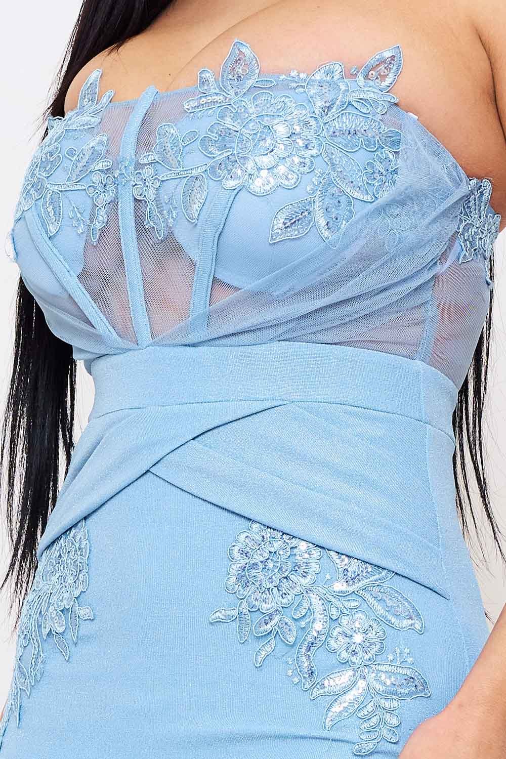 SDM1607JP - FLORAL EMBROIDERED APPLIQUE TOP MAXI DRESS - Image 11