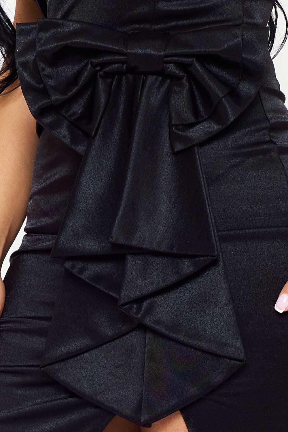 SDM1674JP - METALLIC TRICOT FABRIC WITH BOW ON WAIST MAXI DRESS - Image 9