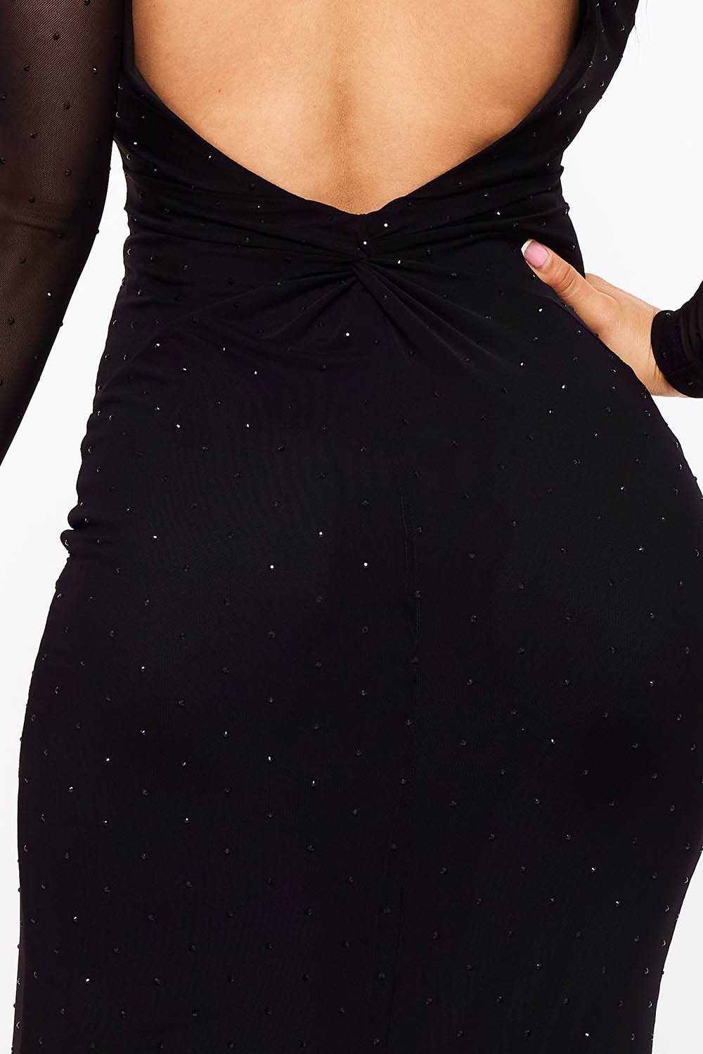SDM1717AP - RHINESTONE ON POWER MESH OPEN BACK MAXI DRESS - Image 10