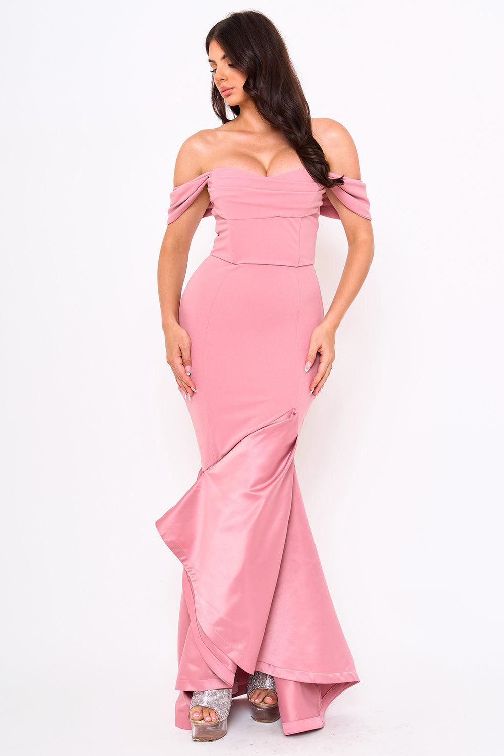 SDM1827JP - SATIN CONTRAST BOTTOM MERMAID MAXI DRESS - Image 6