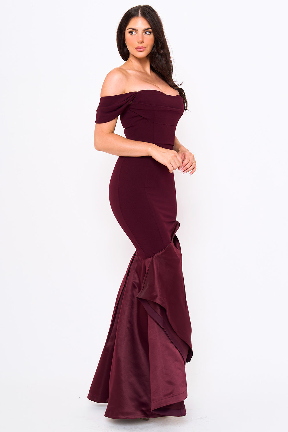 SDM1827JP - SATIN CONTRAST BOTTOM MERMAID MAXI DRESS - Image 15