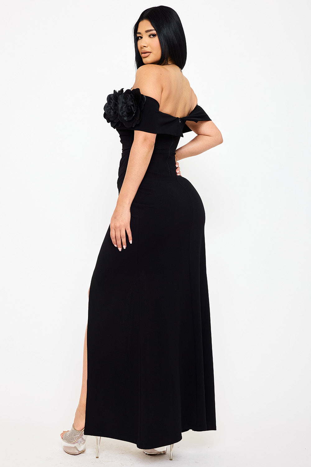 SDM1837JP - FLOWER CORSAGE OFF THE SHOULDER MAXI DRESS - Image 17