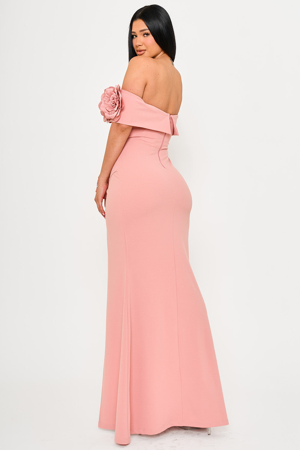 SDM1837JP - FLOWER CORSAGE OFF THE SHOULDER MAXI DRESS - Image 9