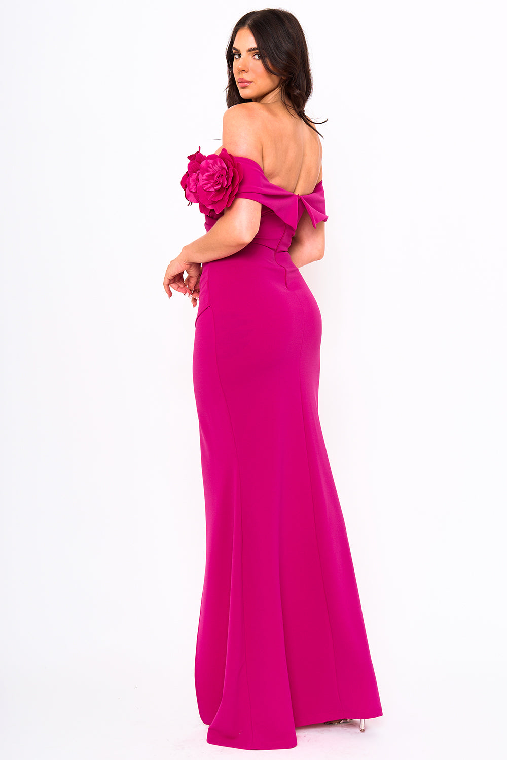 SDM1837JP - FLOWER CORSAGE OFF THE SHOULDER MAXI DRESS - Image 6