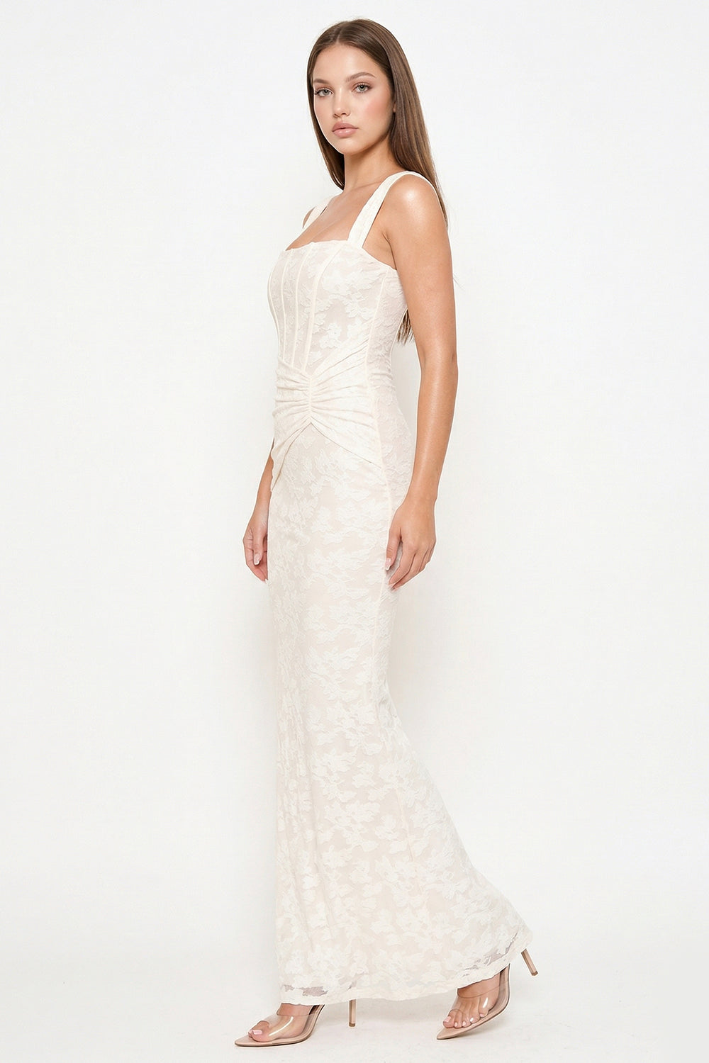 SDM2038SP - BUSTIER BODICE WITH TWIST ON THE SIDE MAXI DRESS - Image 5