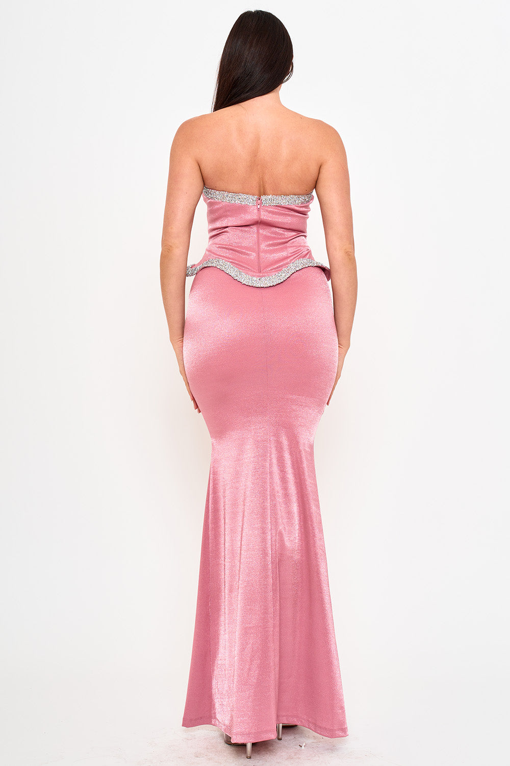 SDM2070SP - RHINESTONE TAPE TRIM WITH PEPLUM MAXI DRESS - Image 11